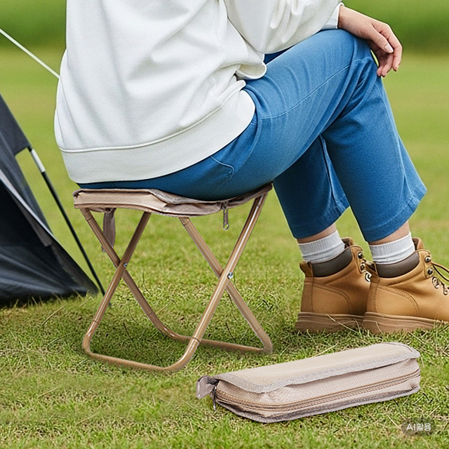백패킹의자 BBQ 휴대용 놀이공원 대기 등산의자 중, 베이지, 1개 - 상품 이미지