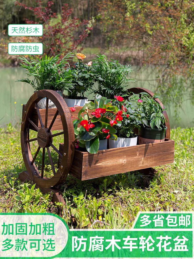 꽃수레 화분 마차 트롤리 정원 인테리어 장식 엔틱 자전거 - 상세 이미지 2