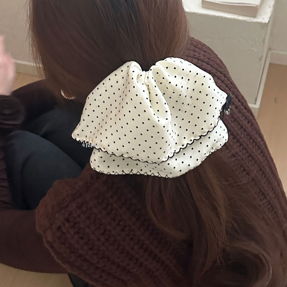 우아한 도트 스티치 스커트 반묶음 집게핀 러블리 포니테일머리핀 - 상품 이미지