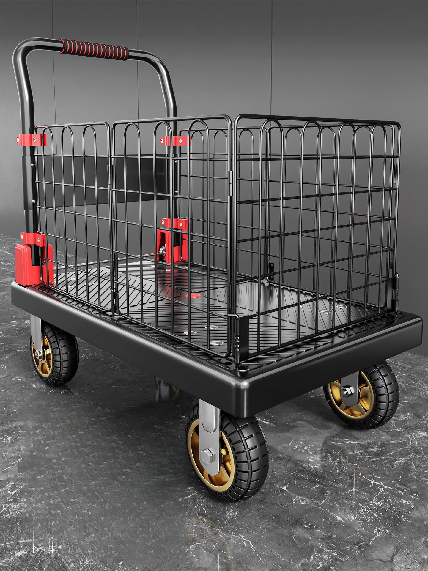 오복이네상점 접이식 핸드카트 대형 이동식 손수레 구루마 카트 90x60cm 5TRP 500kg - 상세 이미지 4