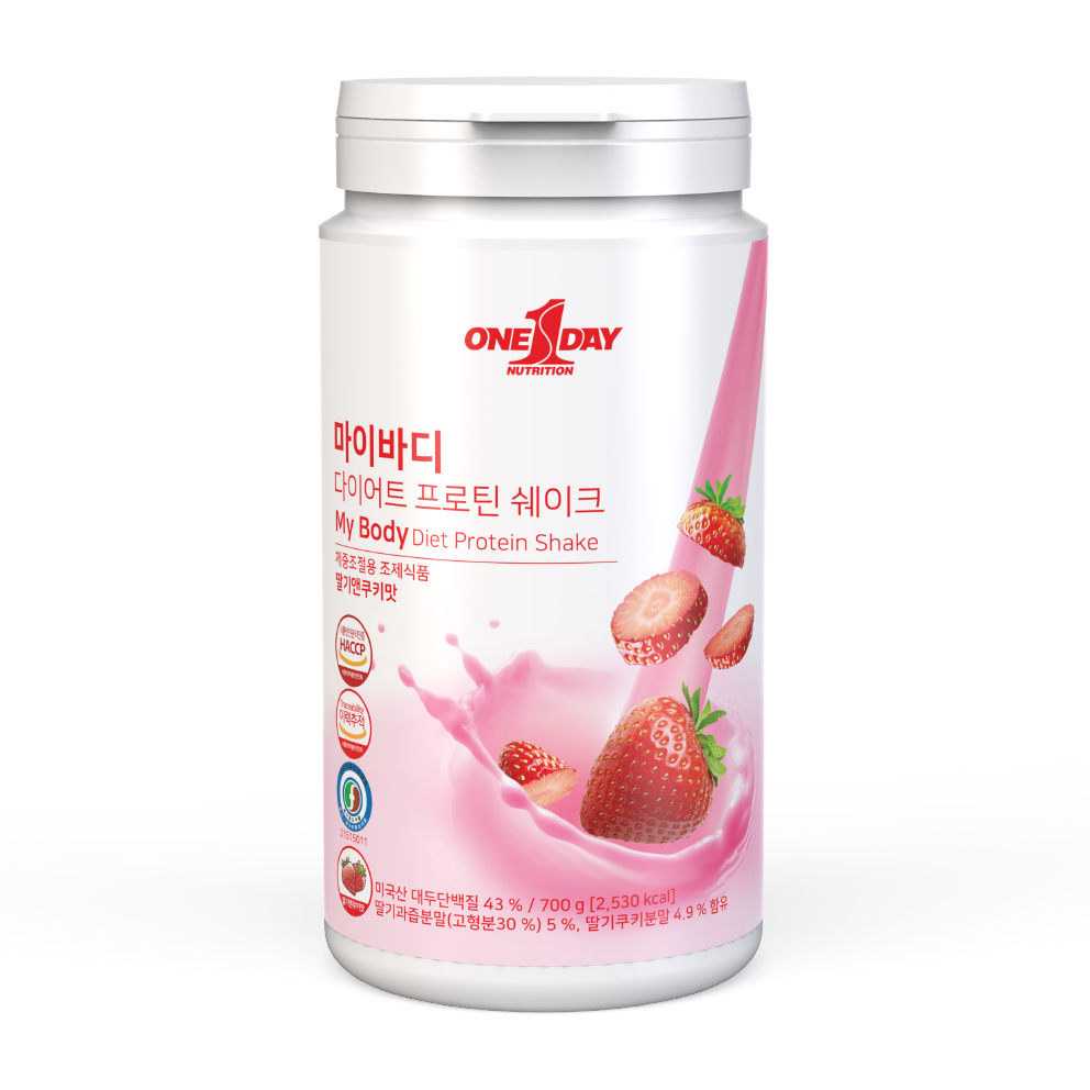 마이바디 다이어트 프로틴 쉐이크 식사대용 단백질 음식 간식 딸기 쿠키맛 ISP 700g - 상품 이미지