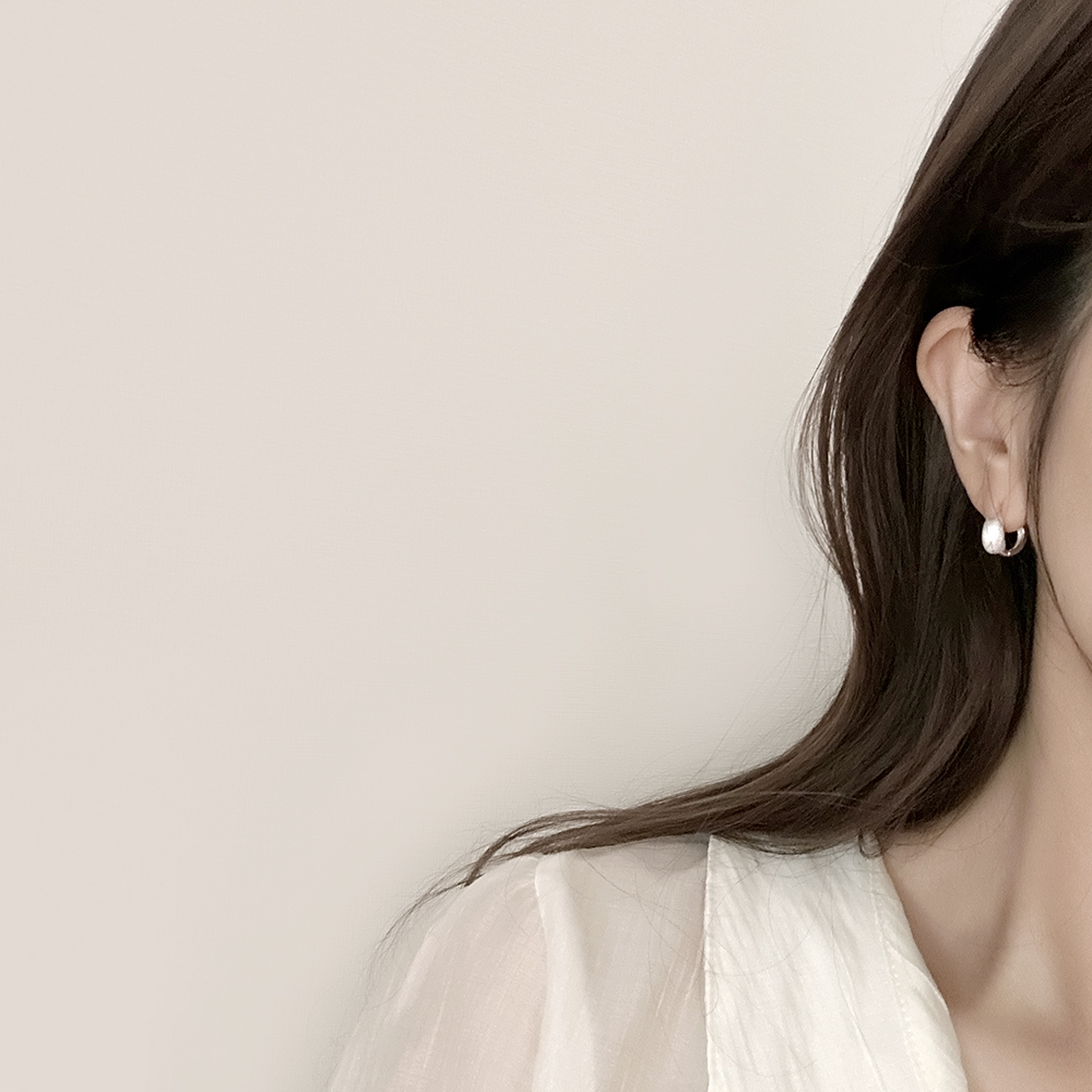 silver925 무광 스크래치 강낭콩 원터치 링 귀걸이 실버925 여자은귀걸이 이미지 8