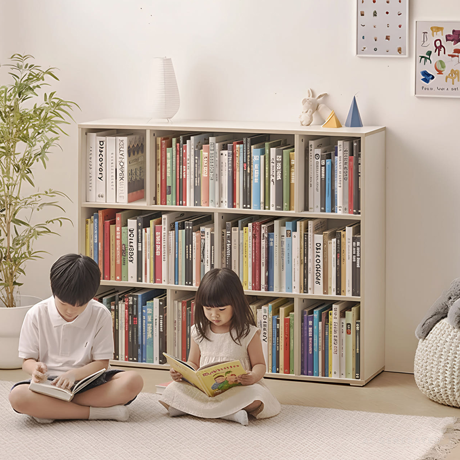 아기 책장 거실 어린이 책장 유아 교구장 1200x300x968, 3단, 크림화이트