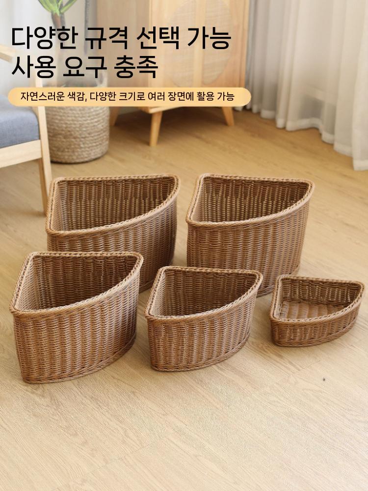 라탄바구니 정리함 삼각 수납바스켓 인테리어 소품정리 32.5x24.5x8.5cm - 상세 이미지 2