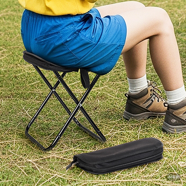 백패킹의자 BBQ 휴대용 놀이공원 대기 등산의자 대, 블랙, 1개 - 상품 이미지