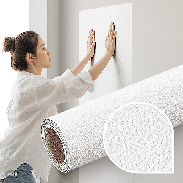 붙이는벽지 천장 셀프도배 접착식 스티커벽지 실크도배지 45cm x 2.5M, 스톤화이트 - 상품 이미지
