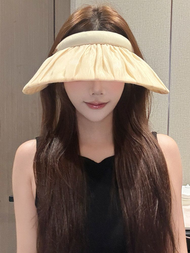 여성 레이스 헤어 밴드 썬캡 모자 와이드 챙 자외선 차단 - 상세 이미지 4