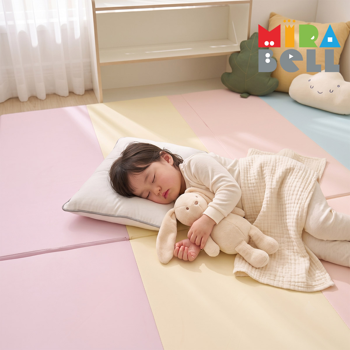 미라벨 카라 실리콘 아기 유아 거실 층간소음 놀이방5단 노틈새매트120X160 무지개