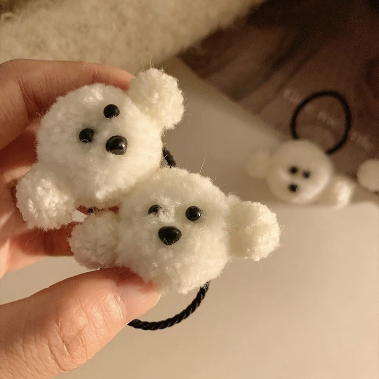 동물 머리끈 돼지 병아리 오리 푸들 강아지 머리끈 스크런치 헤어악세사리 헤어밴드 헤어끈 이미지 7