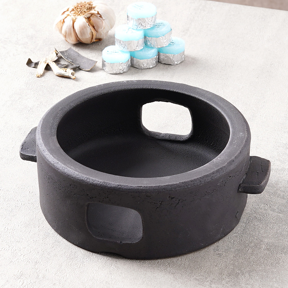 모던블랙 매트 워머 도자기 보쌈 수육 찜기 냄비 18cm - 상세 이미지 5
