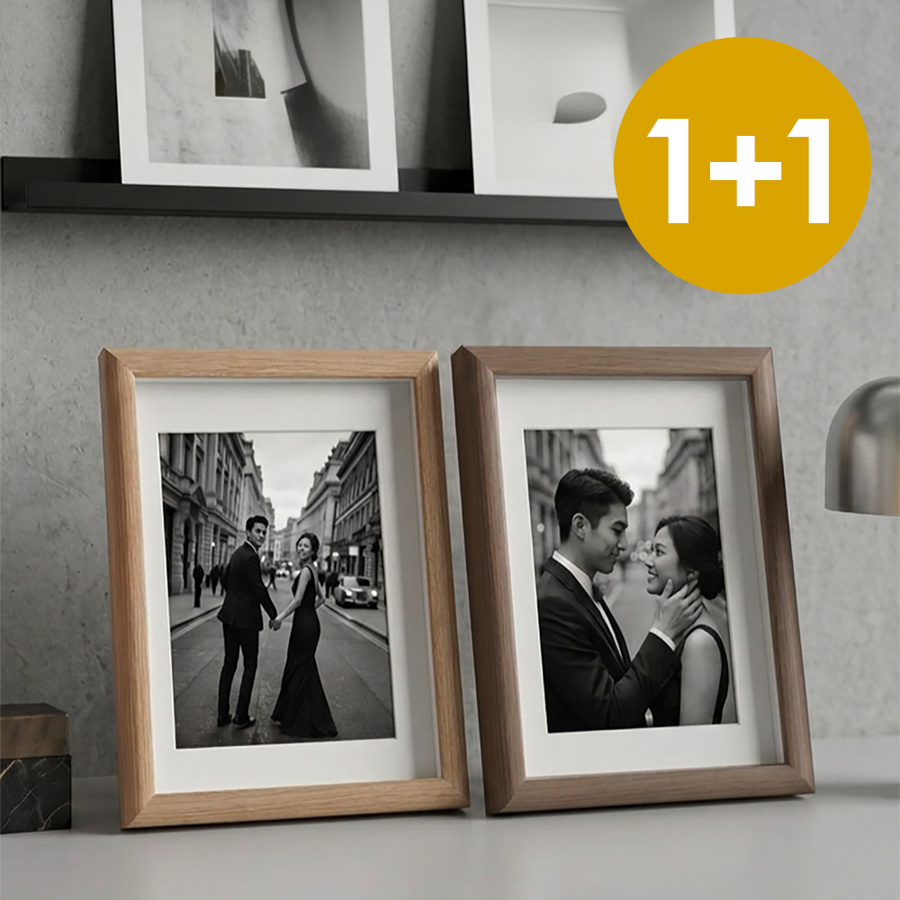 1+1 우드액자 웨딩액자갈이 아크릴관액자 화이트 4x6 - 상품 이미지