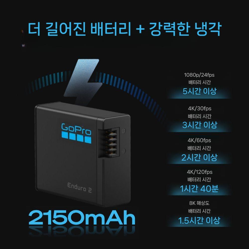 고프로 MISSION1 미션1 프로 시리즈 카메라 리튬 배터리 2150mAh 고속 충전기 - 상세 이미지 2