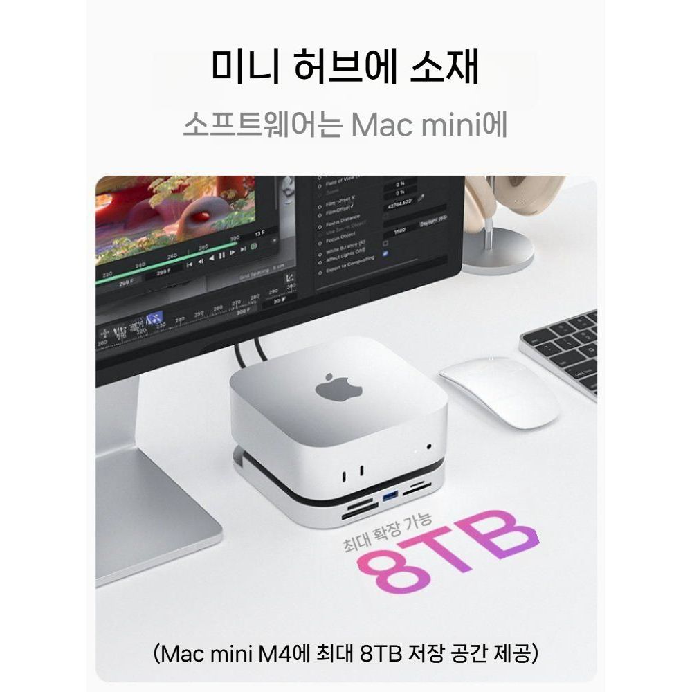 맥미니 m4 도킹 스테이션  확장 드라이브 Type-C 멀티포트 허브 컨버터 CF SD 카드 리더기 - 상세 이미지 4