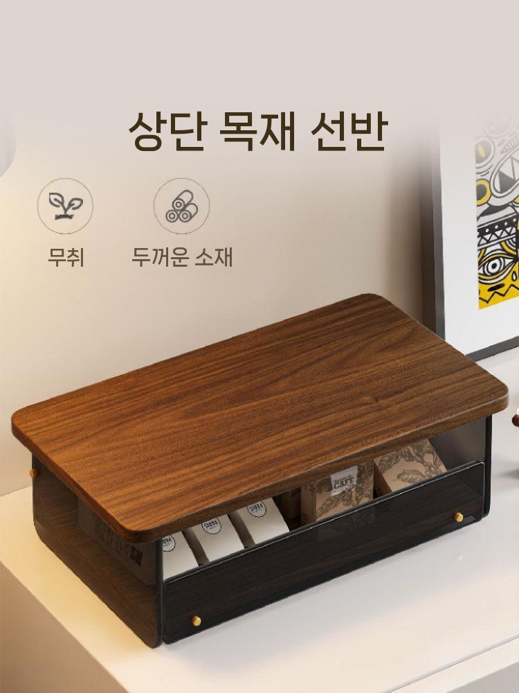 커피머신 받침대 선반 수납장 원목 탕비실 홈카페 다용도 소형 - 상세 이미지 5