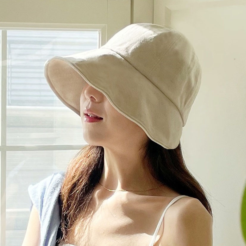 챙넓은모자 산책 휴양지 비치 여행 자외선차단 밀짚 벨크로 모자 - 메인 이미지