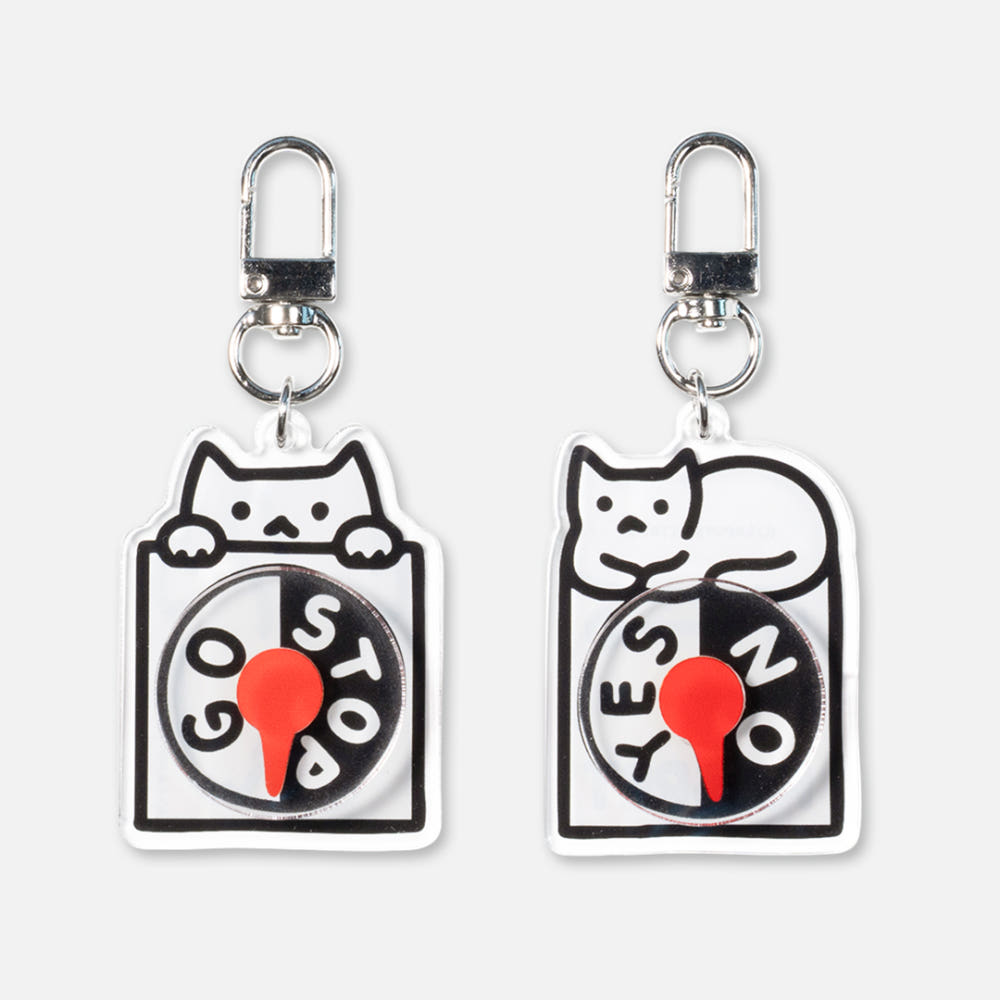 삼묘상점 선택고민 치료 고양이 돌아버린 아크릴 키링 열쇠고리 - 상품 이미지