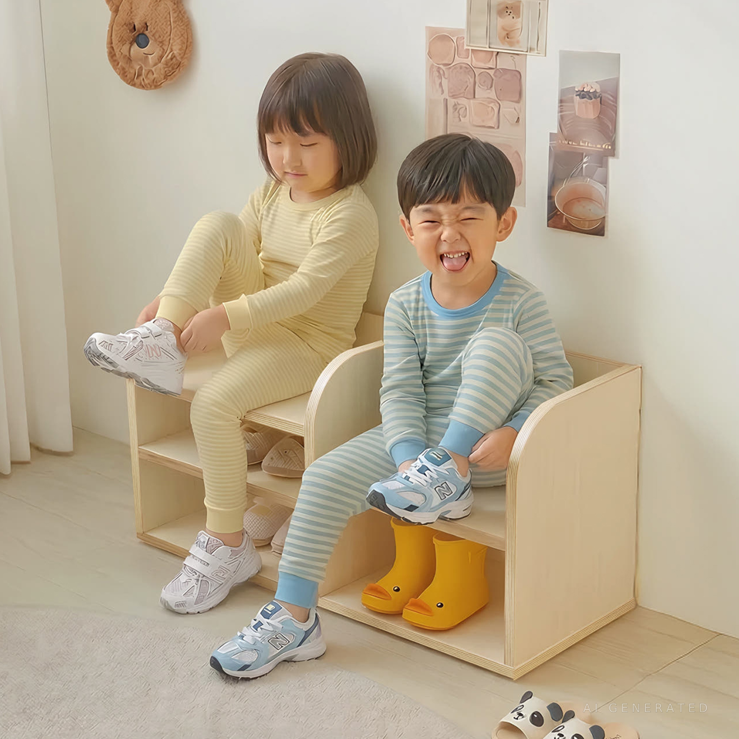 아기 슈벤치 미니 신발장 아기 현관의자 벤치 신발장 - 상품 이미지