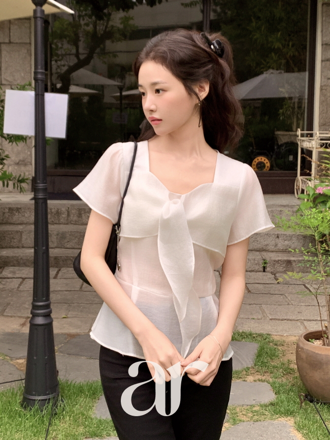 (국내제작) 타이 페플럼 반팔 블라우스 bs8850 이미지 8