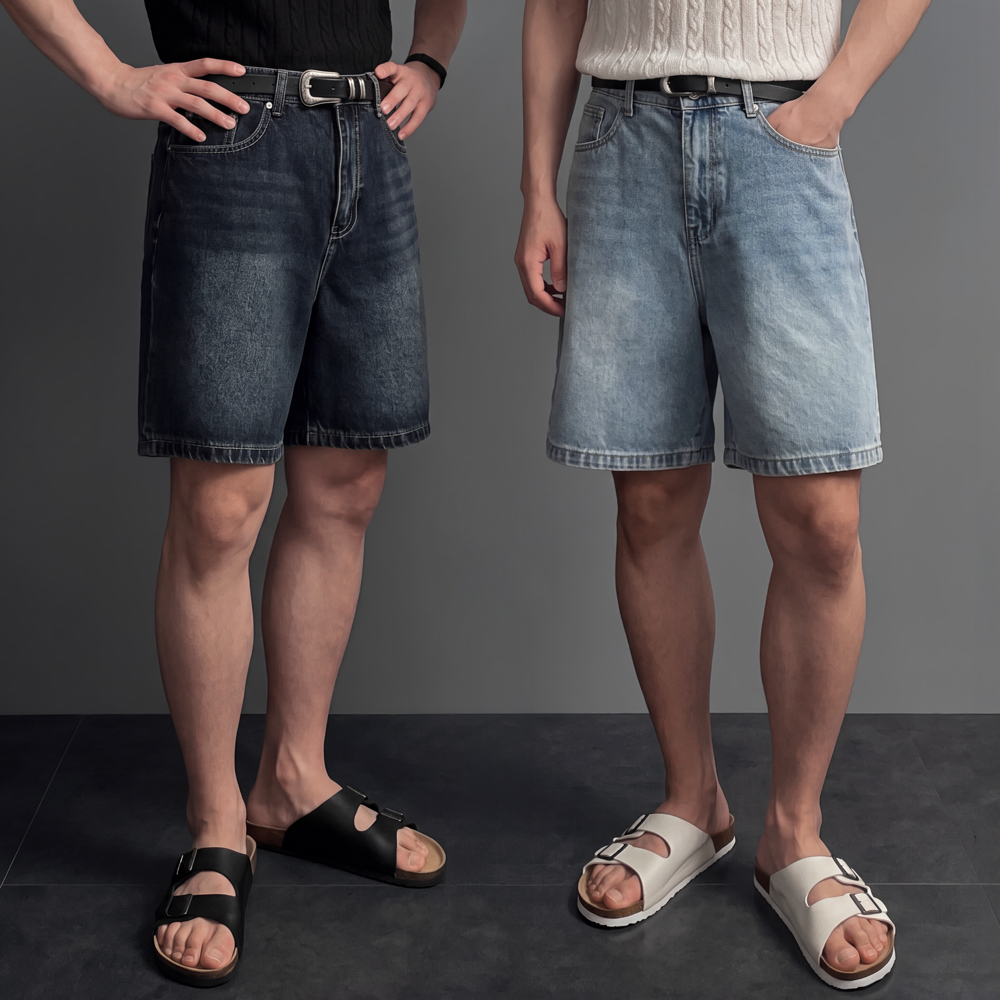 여름청바지 청반바지 흑청반바지 연청바지 남자버뮤다데님 - 상품 이미지