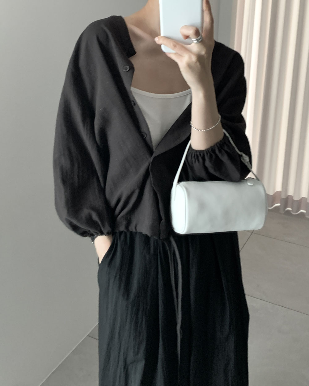 아멜 블라우스 여름 린넨 레이온 시원한 살안타템 블루종 자켓 웨어링무드 (2c) - 상세 이미지 5
