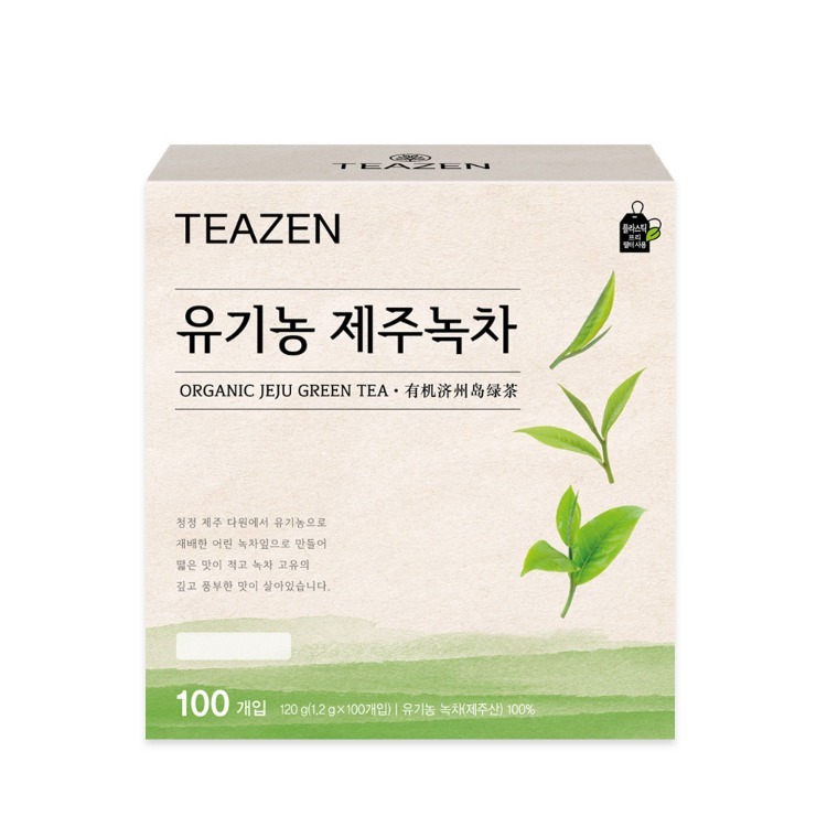 유기농 제주 녹차 티백 차 선물 사무실 티젠 100개입, 1개 - 상품 이미지
