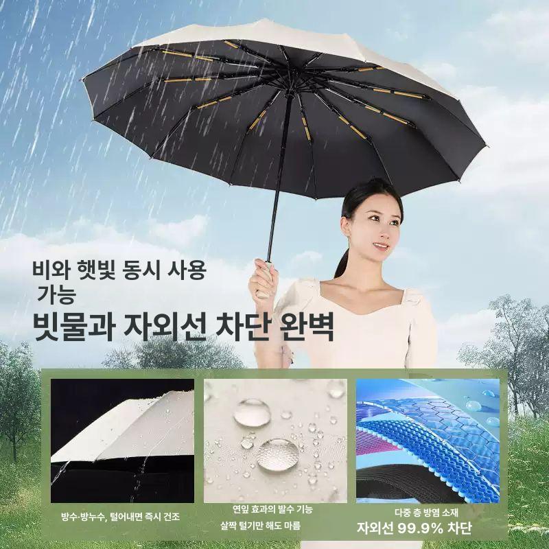 대형 접이식 강화형 원터치 양산 겸용 남녀공용 자외선차단 방풍 확대 40 골 10x4 더블 옵시디언블랙 - 상세 이미지 5