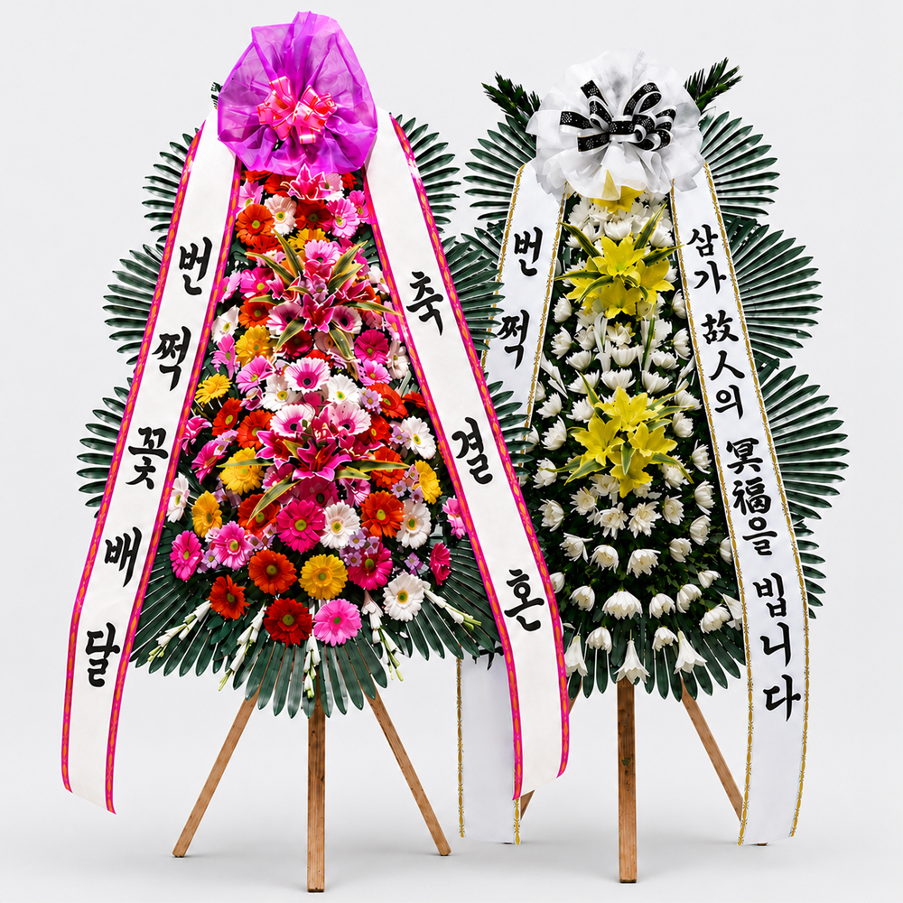 축하화환 근조화환 결혼식 장례식 개업식 부고 기본3단 특급 4단 번쩍꽃배달 전국무료배송 - 상품 이미지