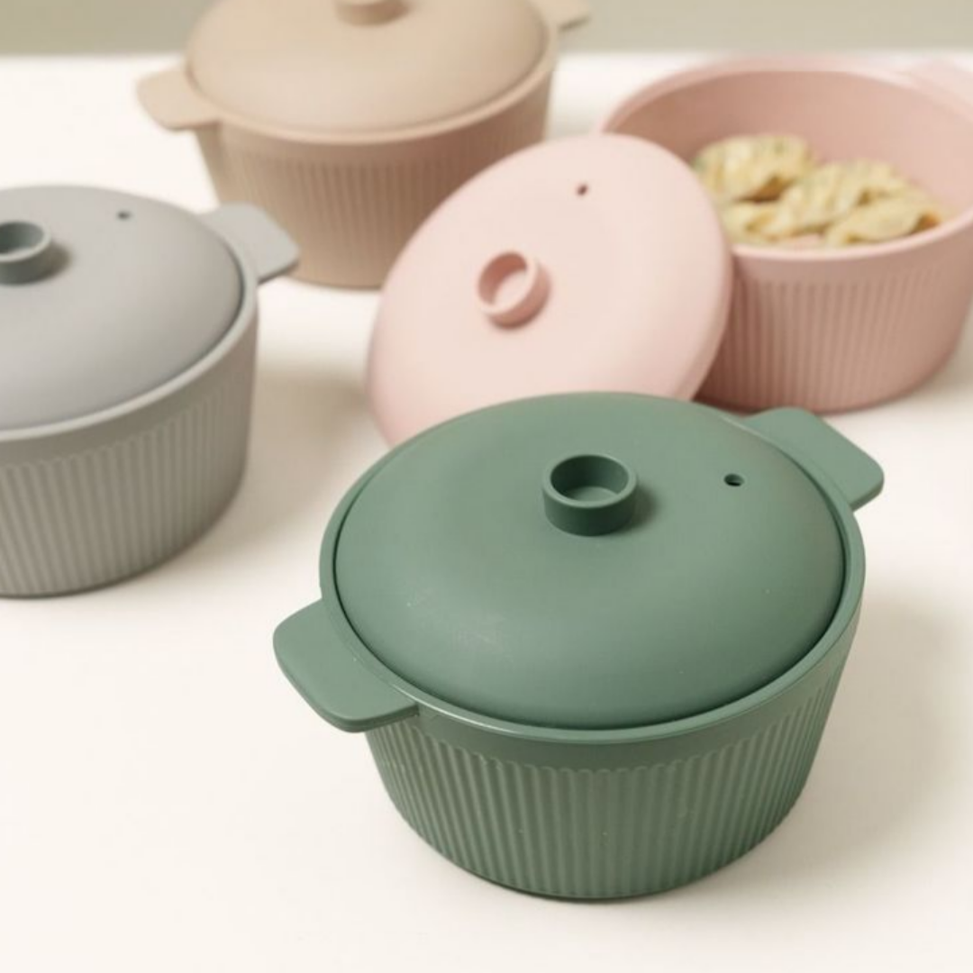 디아르 국내산 실리콘 전자레인지 찜기 계란찜 야채 만두 양배추 라면 용기 돔형 1200ml - 상품 이미지