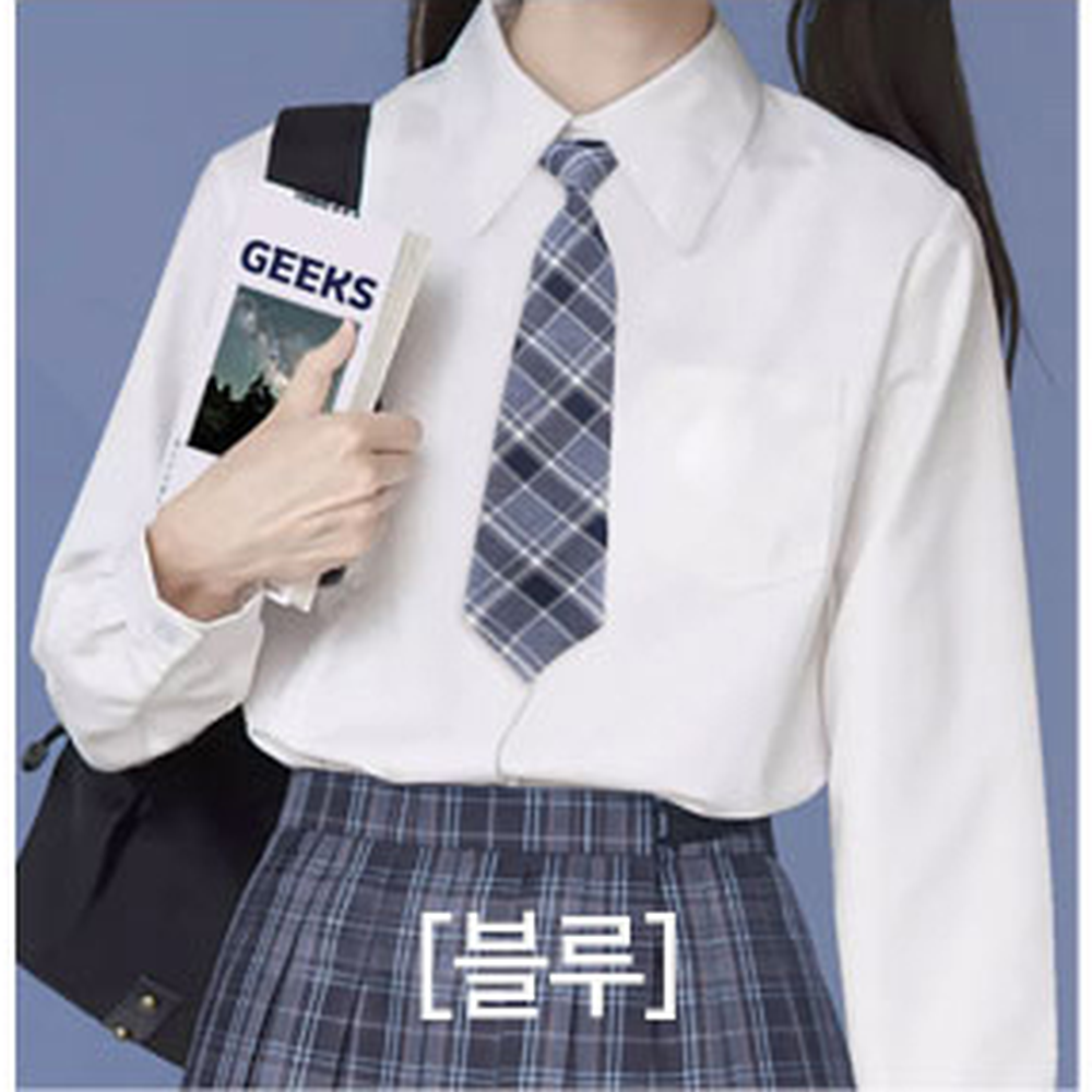 그레이컬러정장연출 감성체크교복코디자동넥타이 K교복스타일스쿨룩간편넥타이 - 상세 이미지 5