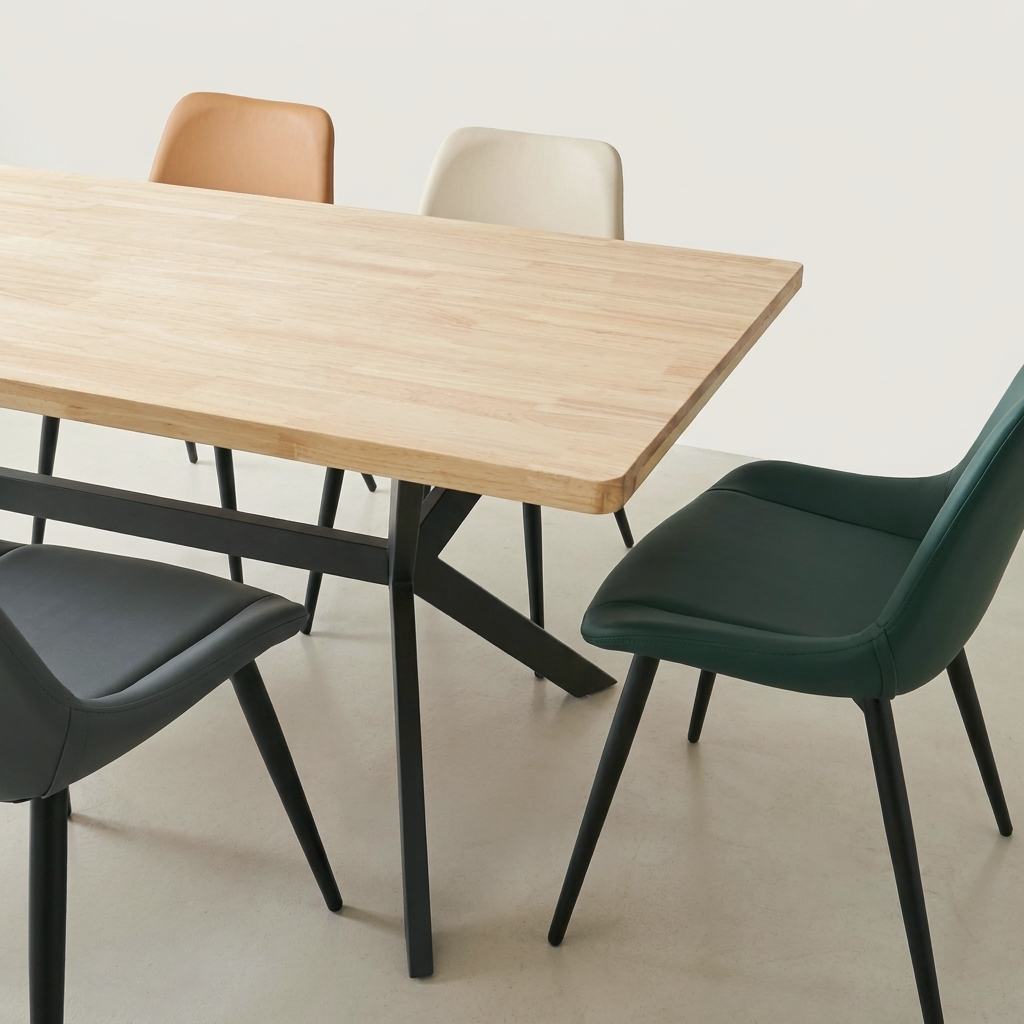 어반 고무나무 원목 공부 거실책상 겸 테이블 데스크 1500mm, 오크블랙 이미지 8