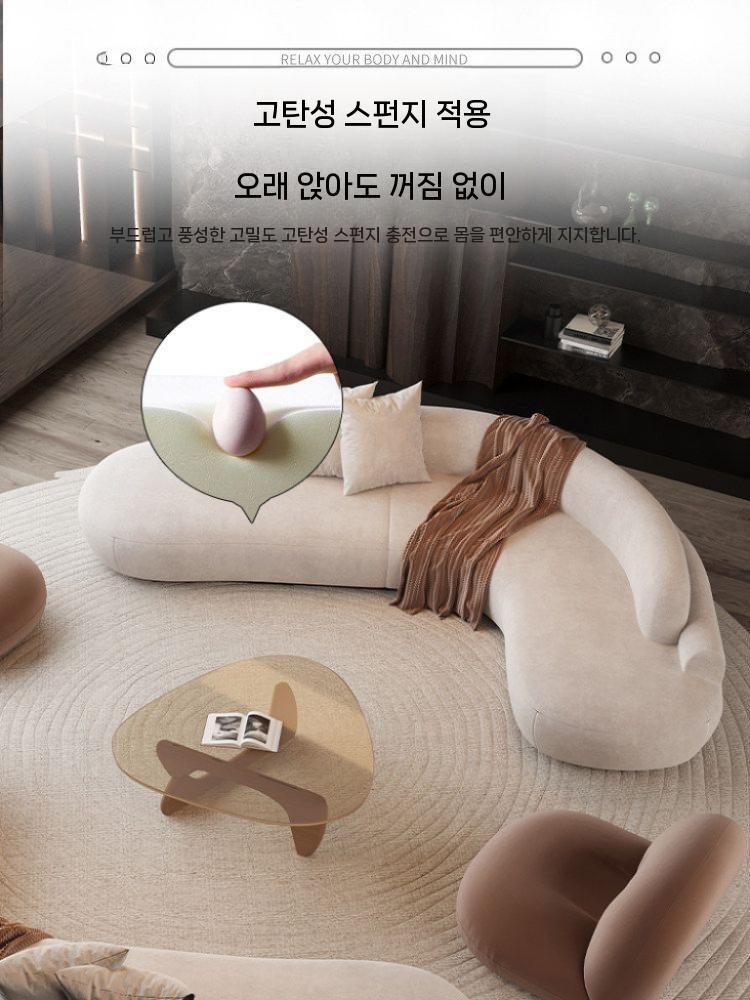코너형 다이닝쇼파 스툴 리클라이너 라운드 패브릭 170x170cm 벨벳 - 상세 이미지 5