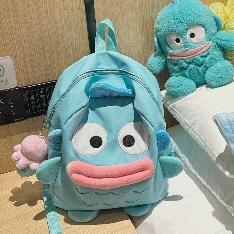 한교동 미니 백팩 귀여운 캐릭터 어깨 가방 학생용 데일리 크로스 숄더 굿즈 소품 블루 - 상세 이미지 3