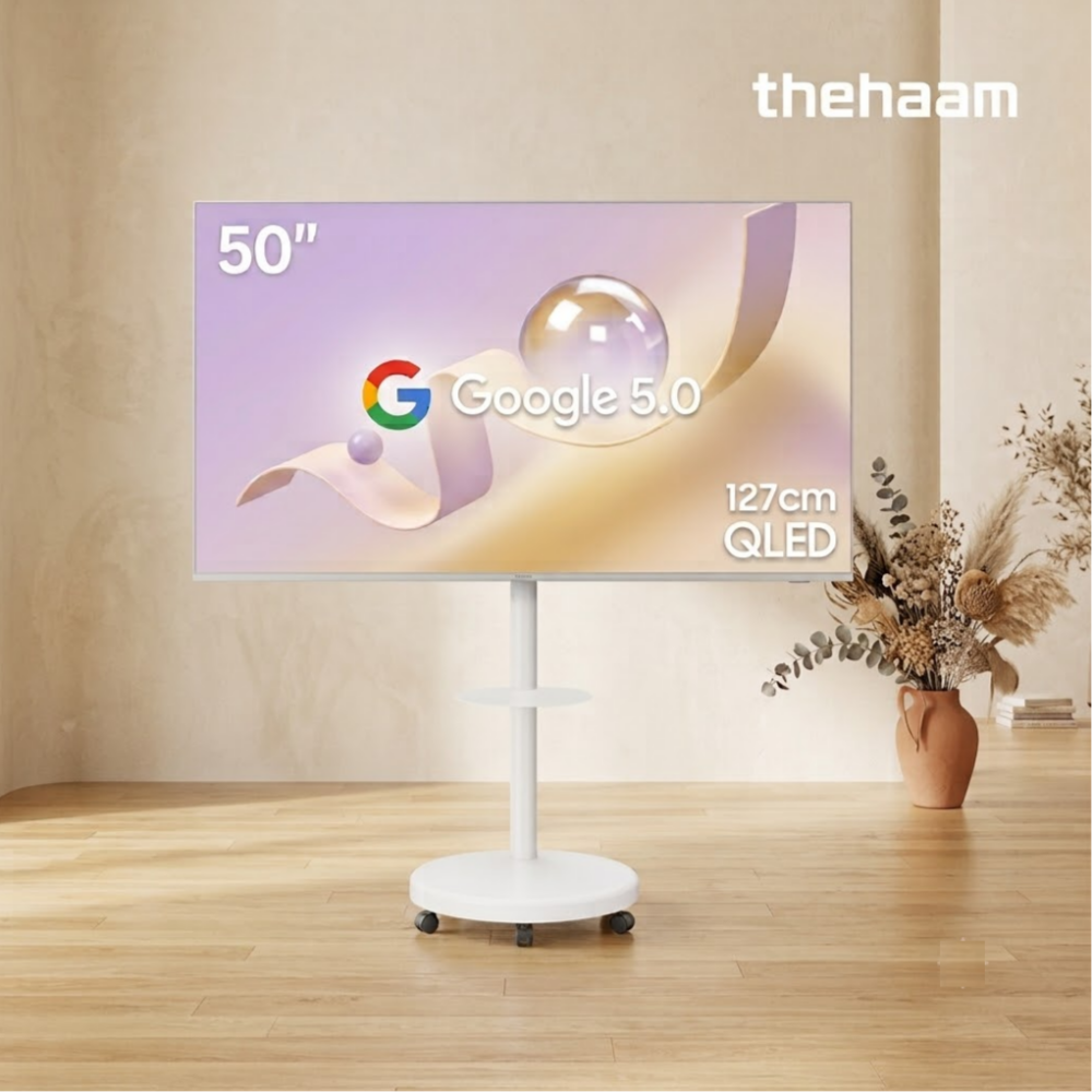 더함 삼탠바이미 무빙 스마트TV 구글 5.0 화이트에디션 이동식TV 127cm(50인치), QLED, 울트라스탠드 고객자가설치 - 상품 이미지