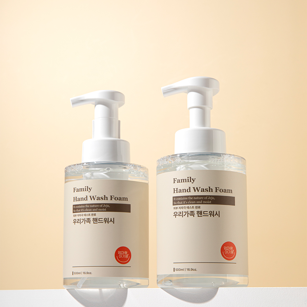 엄마랑아기랑 우리가족 핸드워시 폼 손세정제 거품비누 핸드솝 500ml x 2개 - 상품 이미지