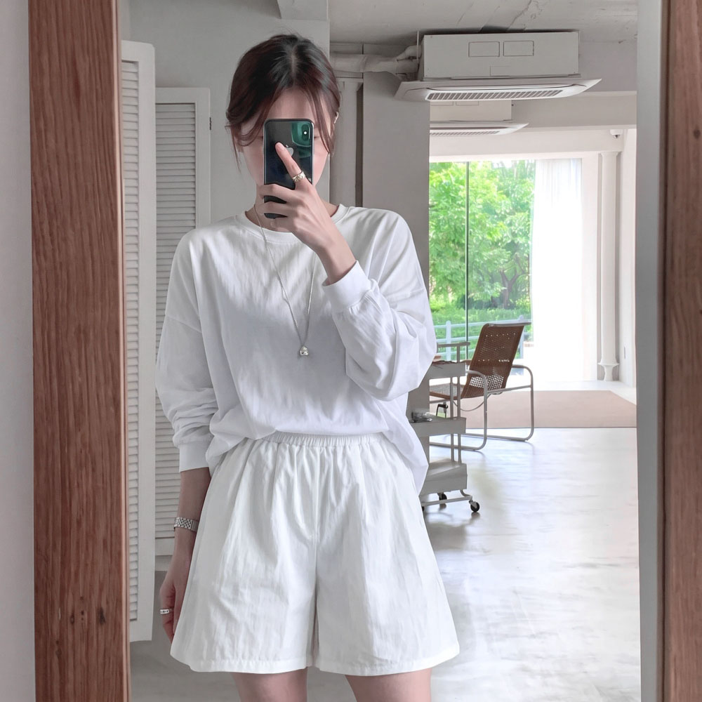 A라인반바지 흰색반바지 밴딩숏팬츠 - 상품 이미지