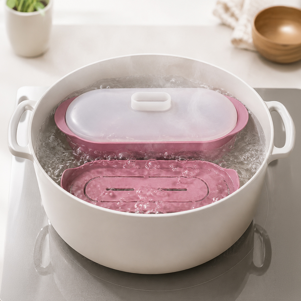 실리가든 국산 실리콘 찜기 채반 롱스팀 멀티 생선 만두 야채 1500ml 이미지 6