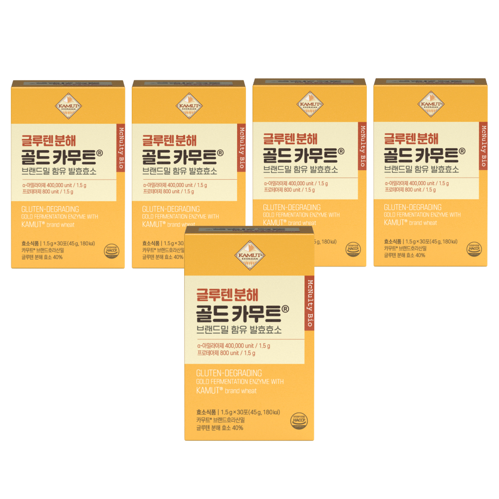 맥널티바이오 글루텐 분해 호라산밀 골드 카무트 효소 30포, 5개 - 상품 이미지