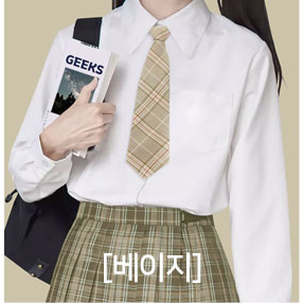 그레이컬러정장연출 감성체크교복코디자동넥타이 K교복스타일스쿨룩간편넥타이 - 상세 이미지 2
