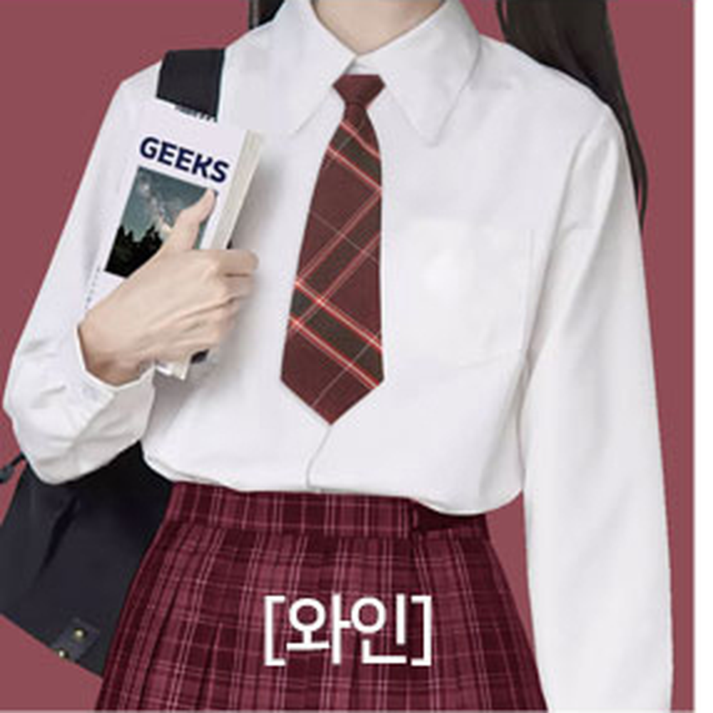 그레이컬러정장연출 감성체크교복코디자동넥타이 K교복스타일스쿨룩간편넥타이 - 상세 이미지 4