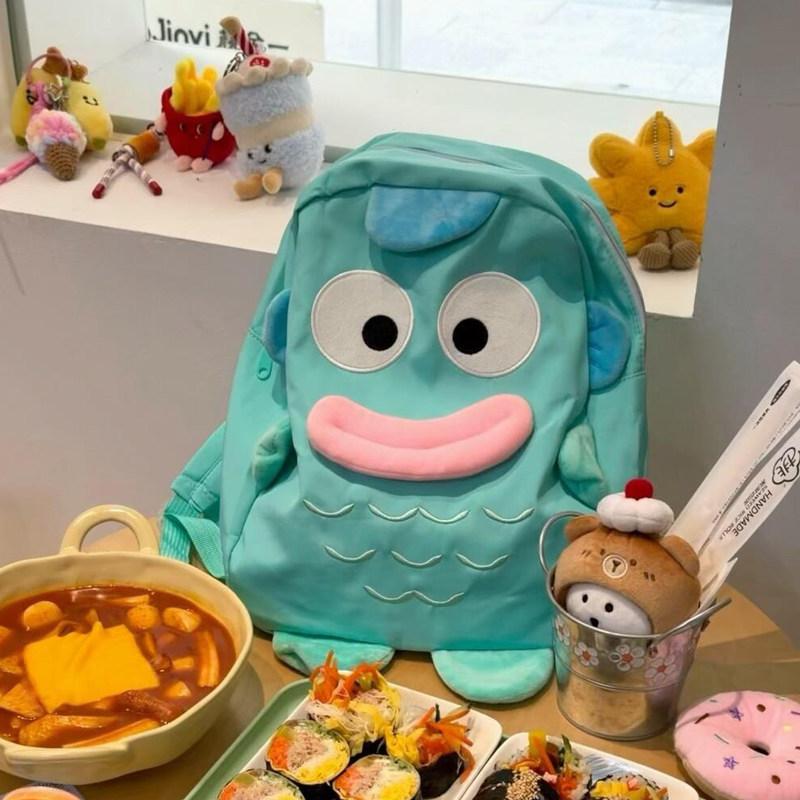 한교동 미니 백팩 귀여운 캐릭터 어깨 가방 학생용 데일리 크로스 숄더 굿즈 소품 블루 - 상세 이미지 4