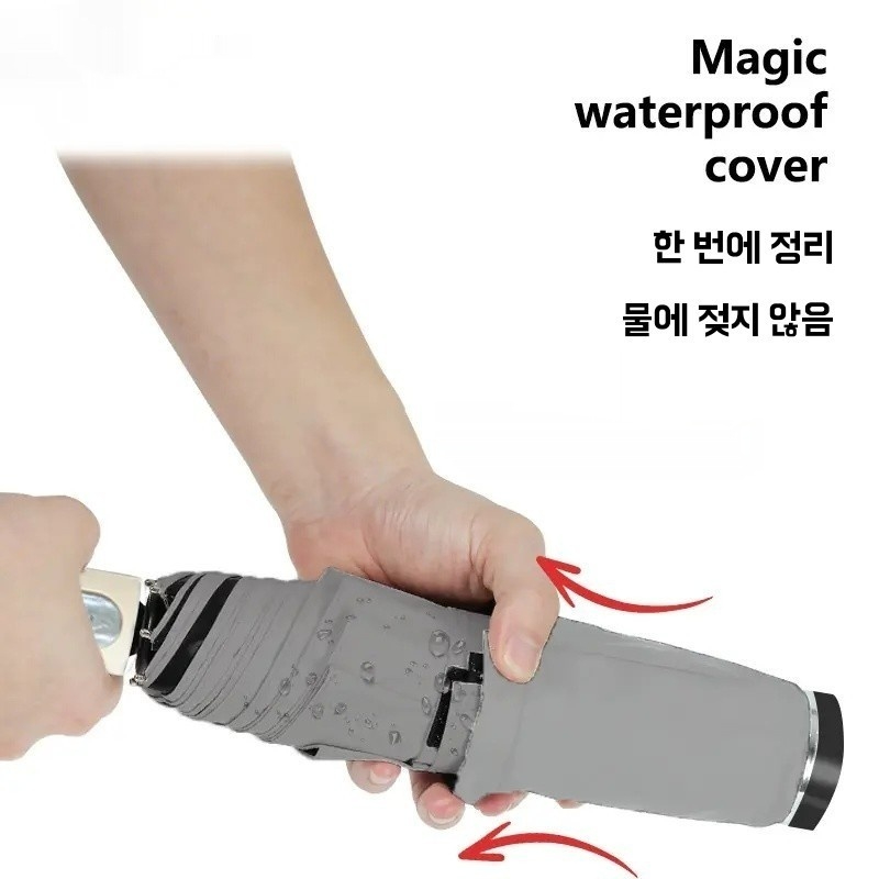 커버일체형 3단 원터치 탄소강 프레임 튼튼한 자동 접이식 우산 암막 우산 A. 블랙 - 상품 이미지