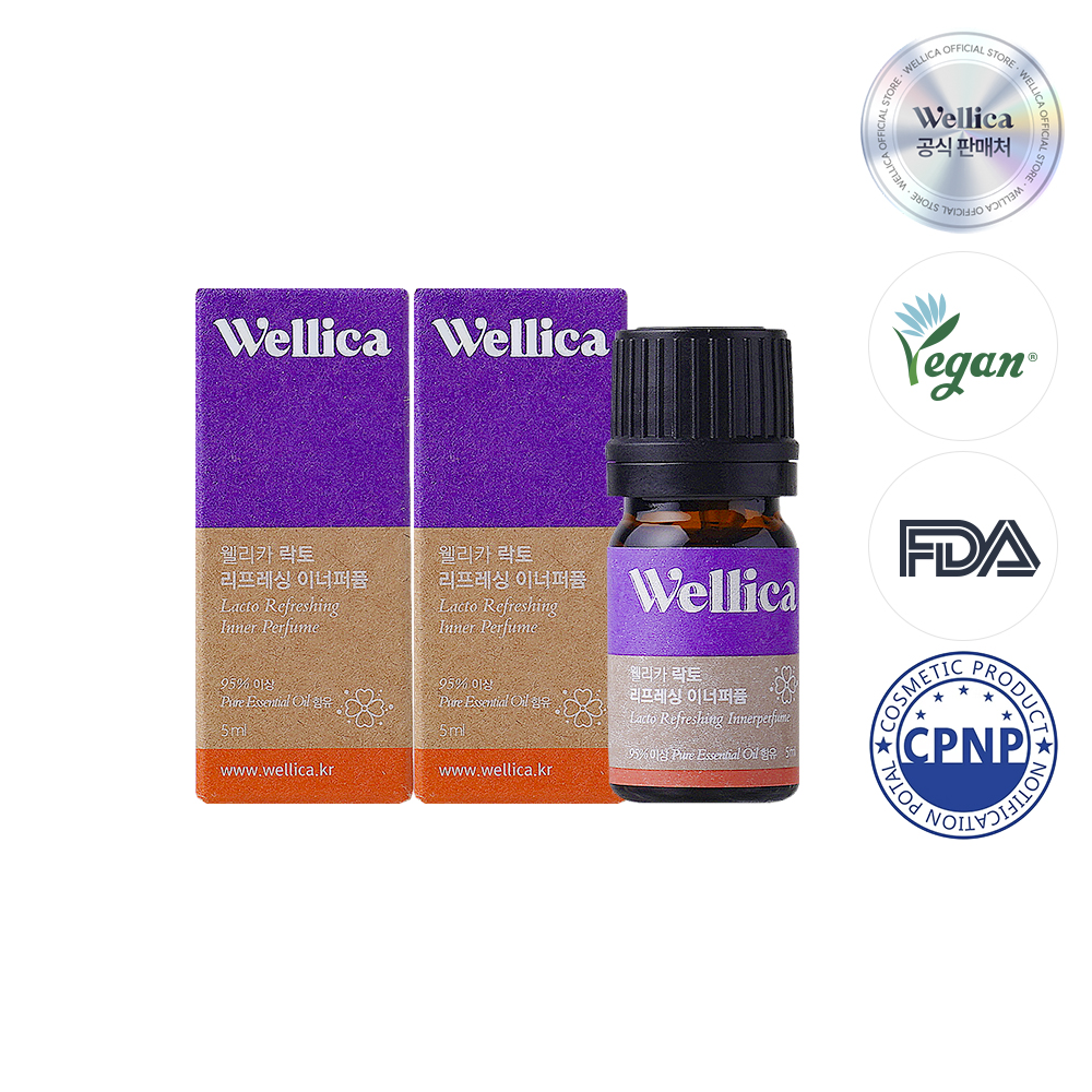 웰리카 비건 이너퍼퓸 천연오일 여성청결제 질냄새 Y존케어 생리 속옷 향수 5ml, 2개 - 상품 이미지