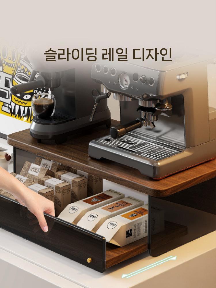 커피머신 받침대 선반 수납장 원목 탕비실 홈카페 다용도 소형 - 상세 이미지 4