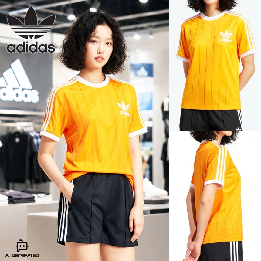 아디다스 오리지널스 삼선 핀 스트라이프 여성 반팔 티셔츠 IY7223 - 상품 이미지