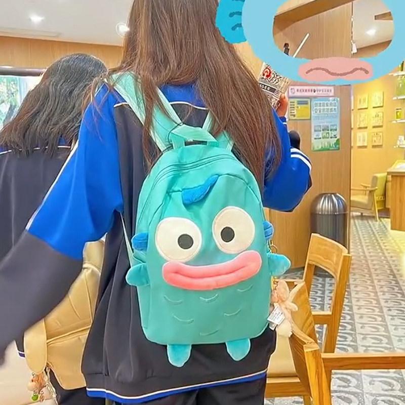 한교동 미니 백팩 귀여운 캐릭터 어깨 가방 학생용 데일리 크로스 숄더 굿즈 소품 블루 - 상세 이미지 2