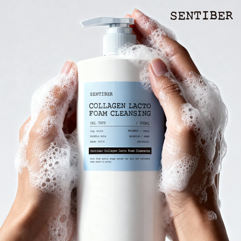 1+1 센티베르 콜라겐 락토 대용량 클렌징폼 500ml 약알칼리 세안제 딥클렌징 저자극 - 상세 이미지 3