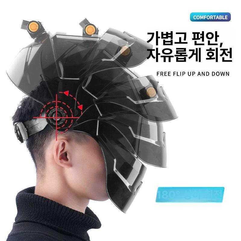 전면 용접 헬멧 자동 변광 헤드 경량 보호 비 [화이트 렌즈 2개 블랙 렌즈 1개 포함] - 상세 이미지 2
