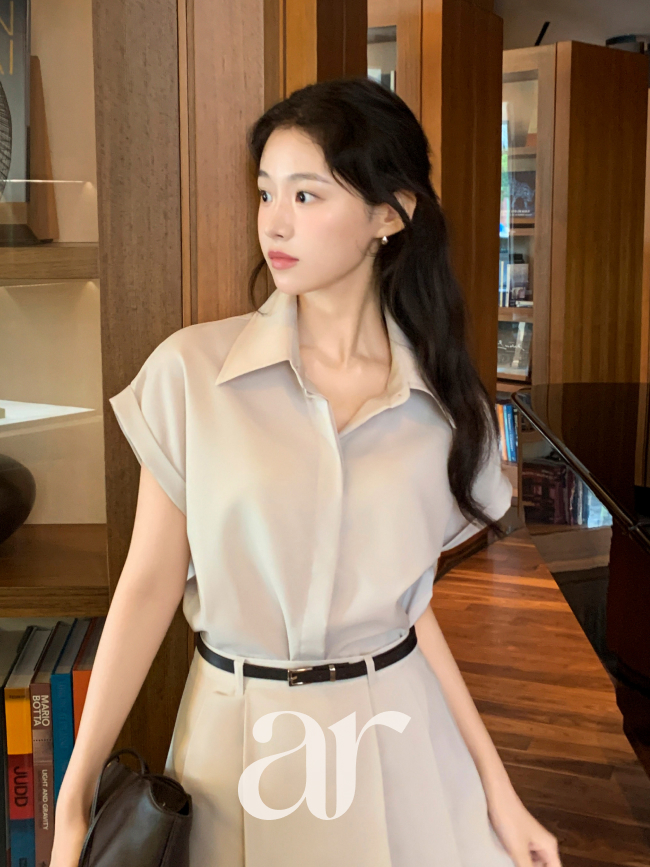 (국내제작) 히든 단작 반팔 셔츠 블라우스 bs8841 - 상세 이미지 2