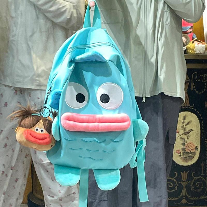 한교동 미니 백팩 귀여운 캐릭터 어깨 가방 학생용 데일리 크로스 숄더 굿즈 소품 블루 - 상품 이미지