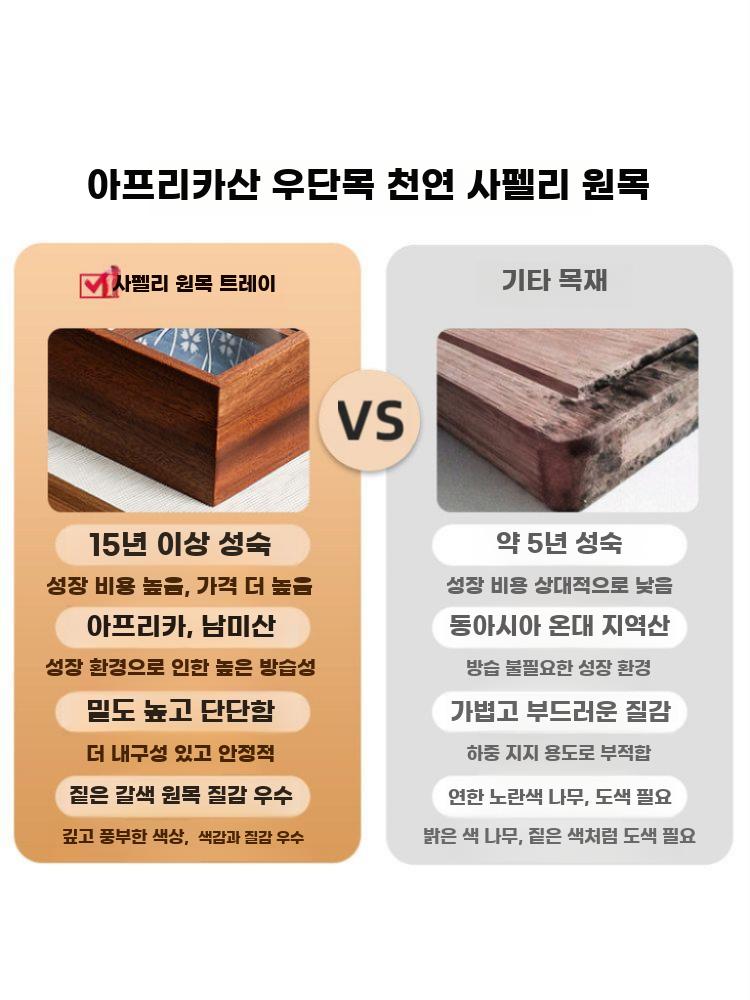 반찬접시 트레이 격자 일식 나무그릇 세트 일본 구절판 이미지 6